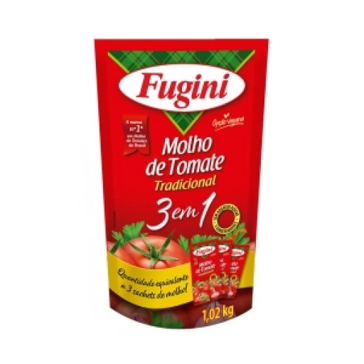 Molho de Tomate Tradicional 3 em 1 Fugini Sachê 1,02kg